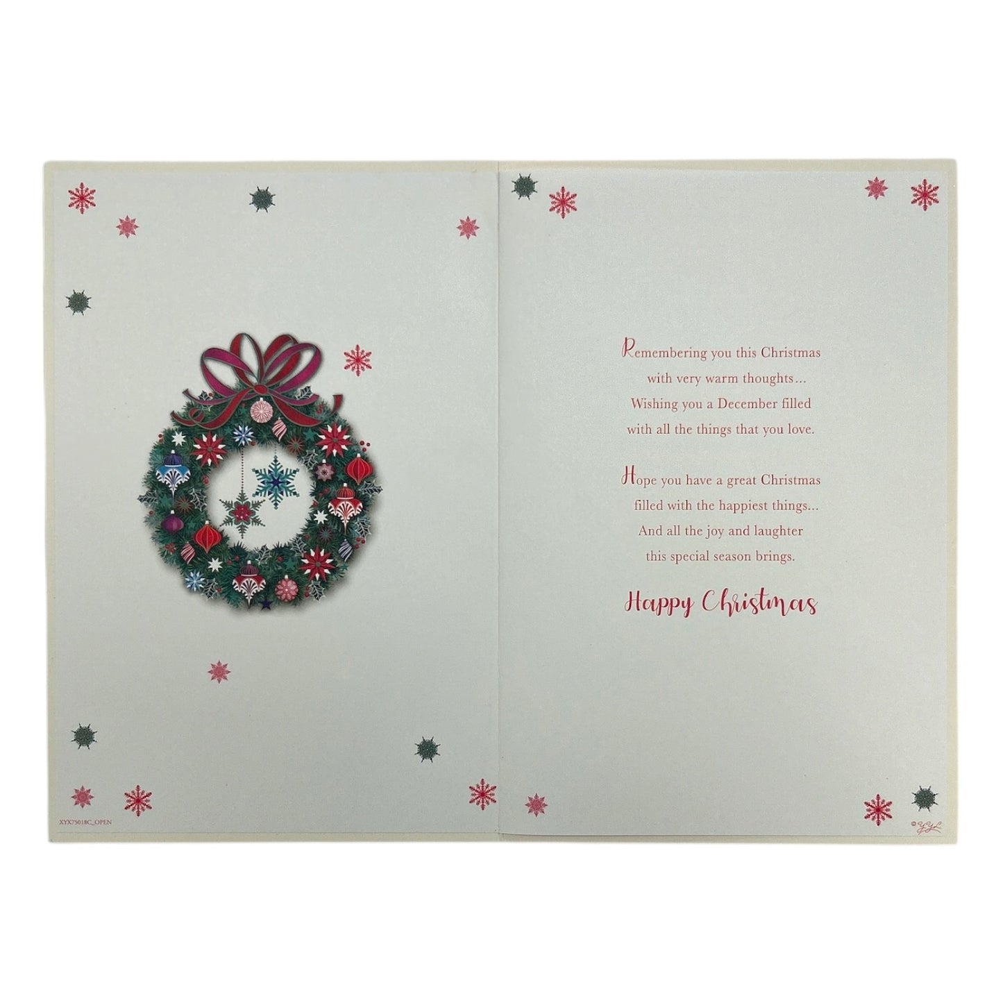 To a Special Daughter and Family Baubles Decorative Wreath Design Christmas Card