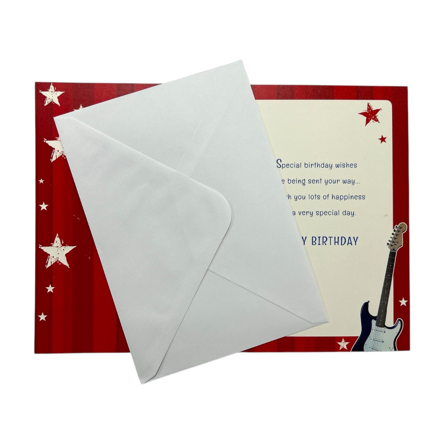 Age 16 Male Gold Stars And Guitar Design Birthday Card