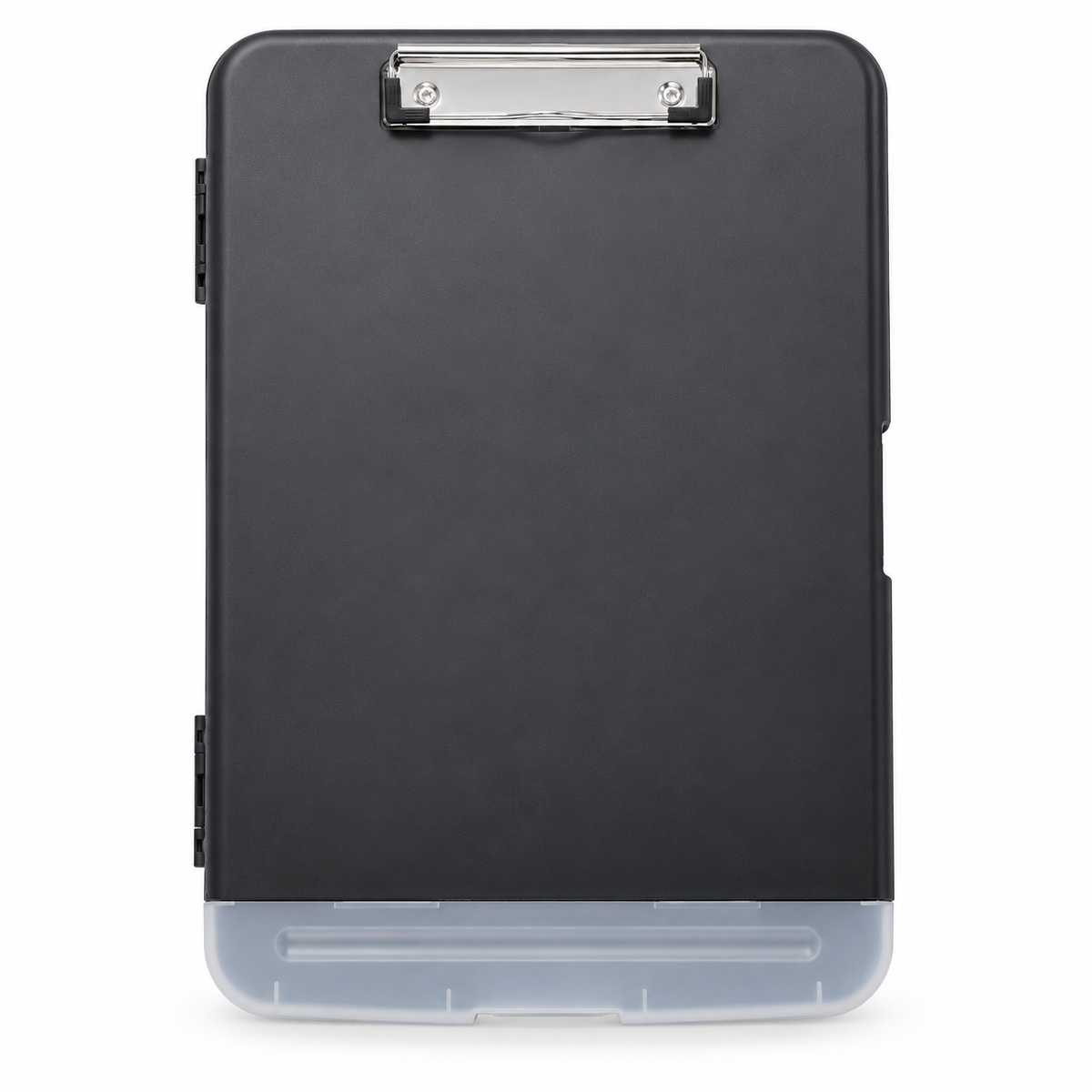 A4 Black Plastic Clipboard Box File With Pencil Holder - Storage Filing Case