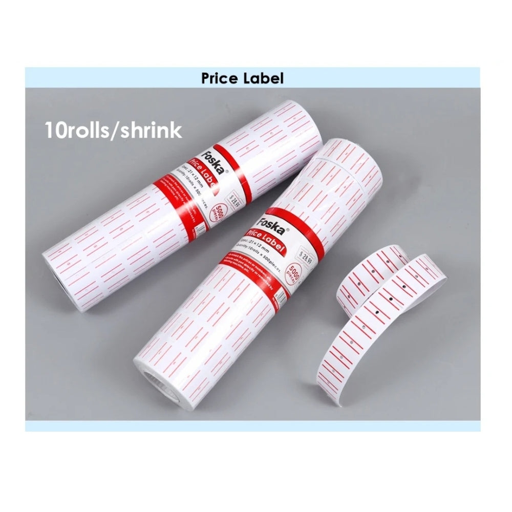 10 Rolls of White Price Labels 21x12mm (5000 Labels total)