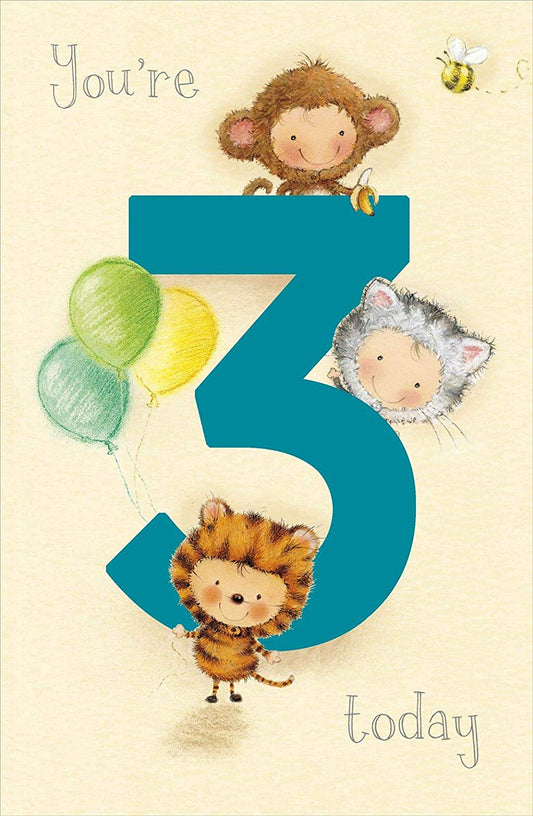 Thinking Of You Cheeky Little Monkey Age 3 Birthday Card 