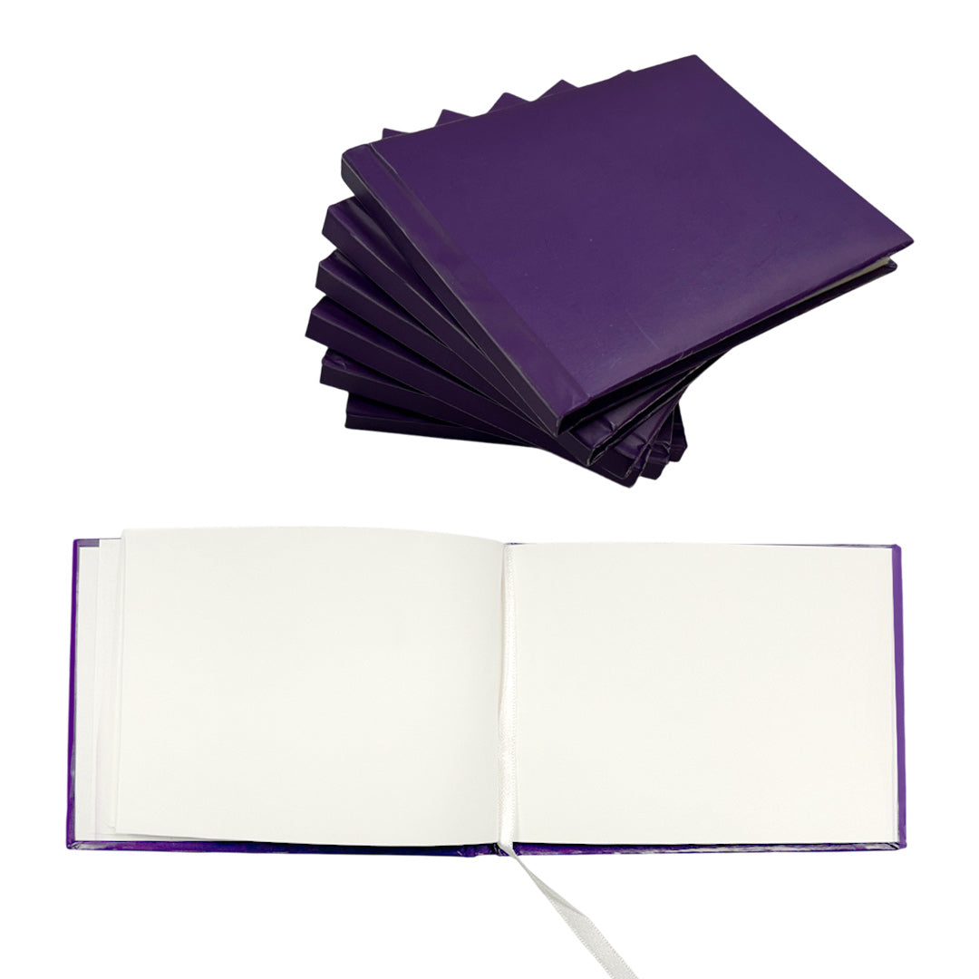 Pack of 12 Plain Cover 100 Pages Purple Autograph Books – School Leavers Signature, End of Term Memory Book