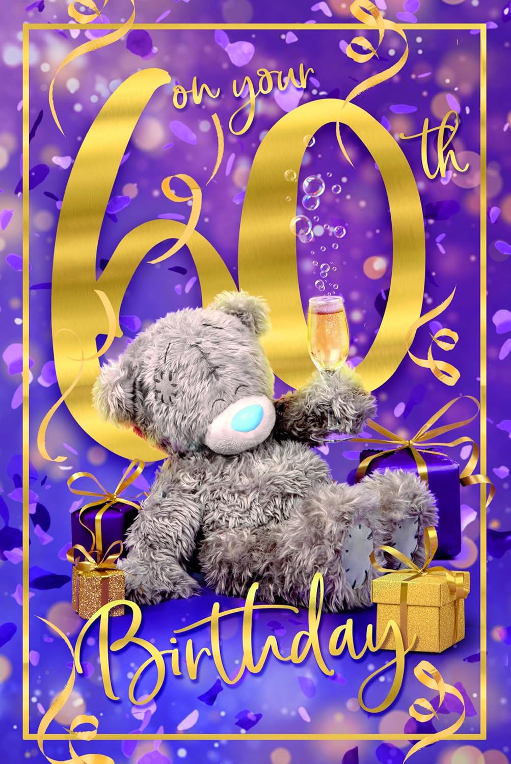 Bear Sat With Presents 60th Birthday Card