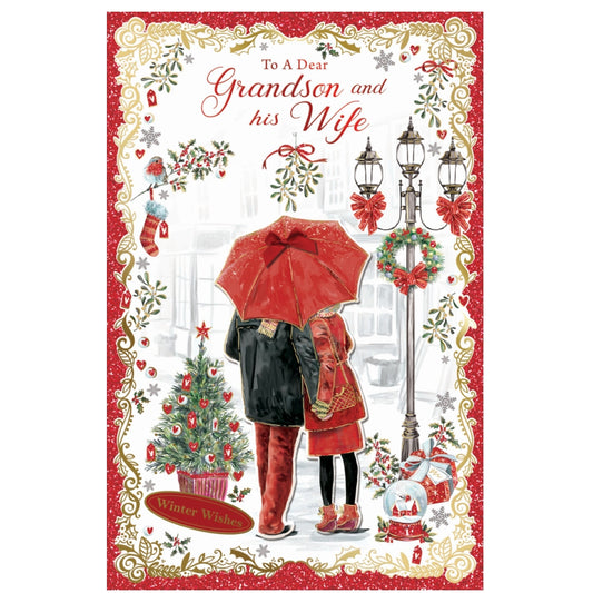 To a Dear Grandson and His Wife Winter Wishes Christmas Card
