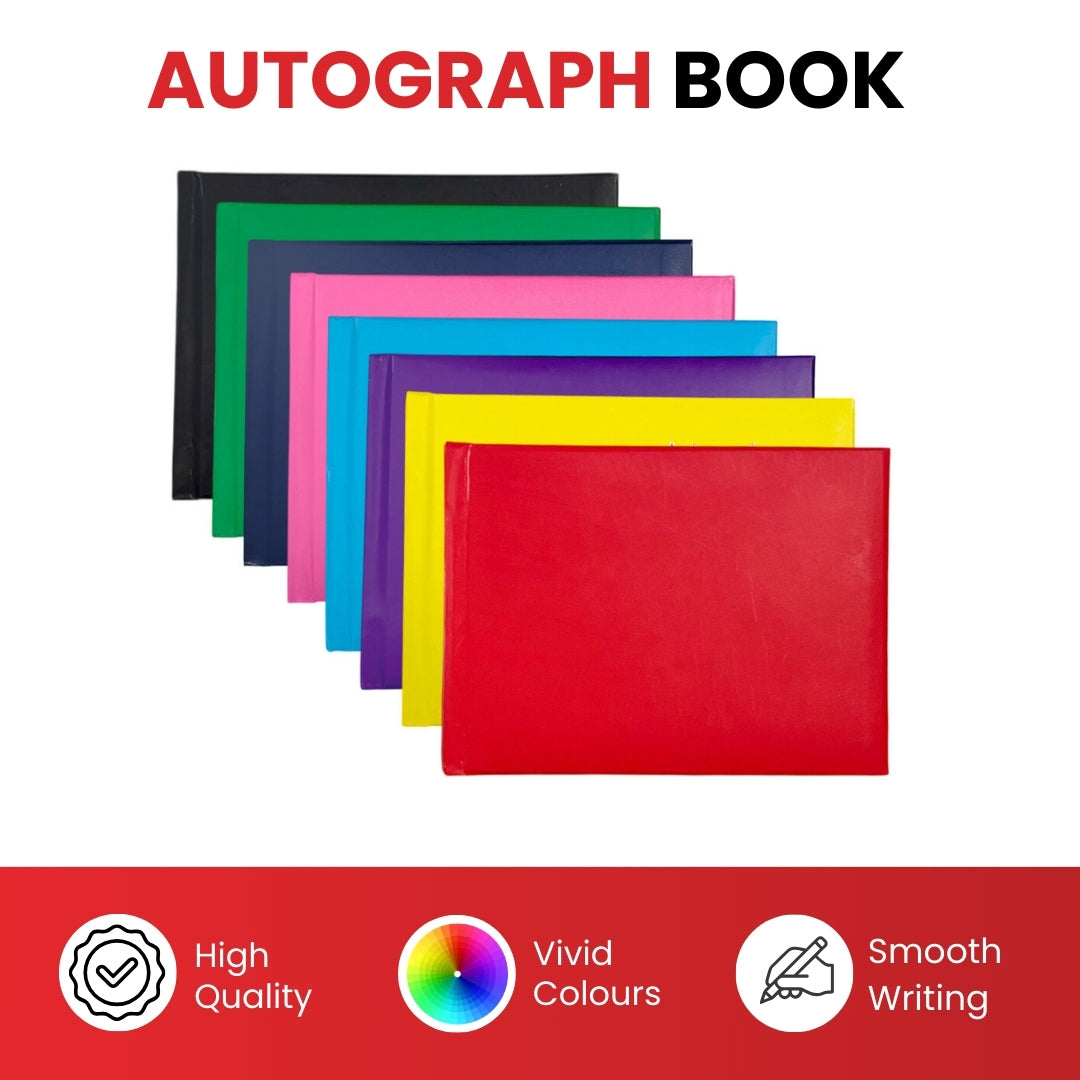 Pack of 12 Plain Cover 100 Pages Purple Autograph Books – School Leavers Signature, End of Term Memory Book