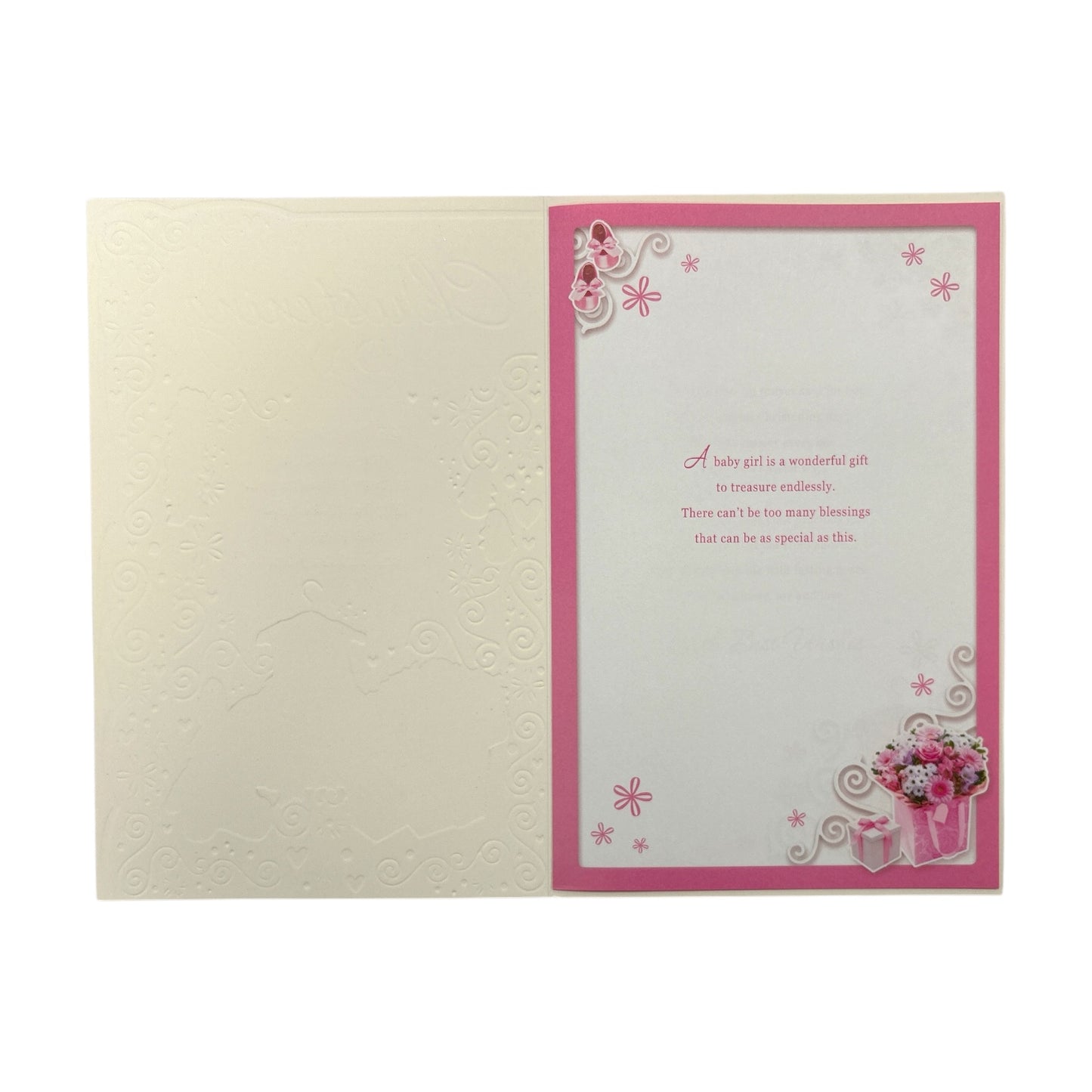 Pink Dress and Shoes Design Baby Girl Christening Day Opacity Card