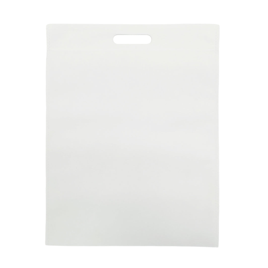 Pack of 100 White Coloured 45x35cm Non-Woven Patch Handle Bags