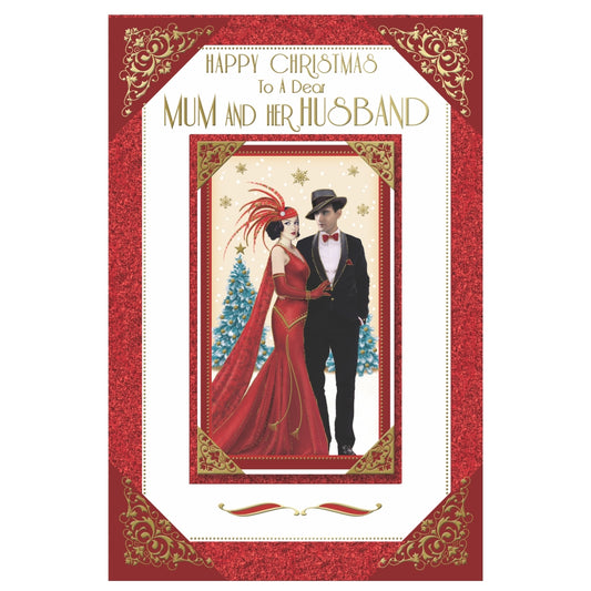 To a Dear Mum and Her Husband Couple Photo Frame Design Christmas Card
