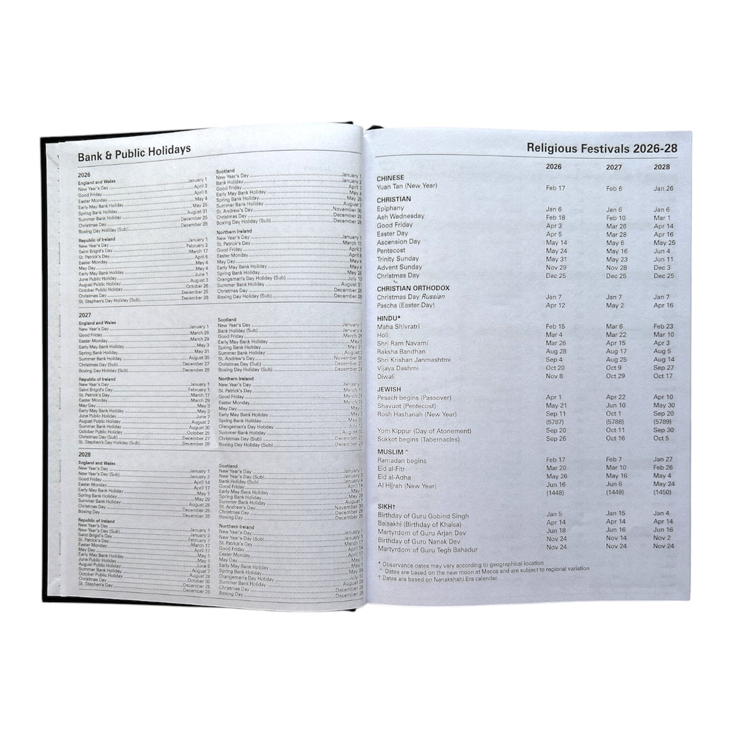 Janrax 2027 A5 Day Per Page Black Desk Diary