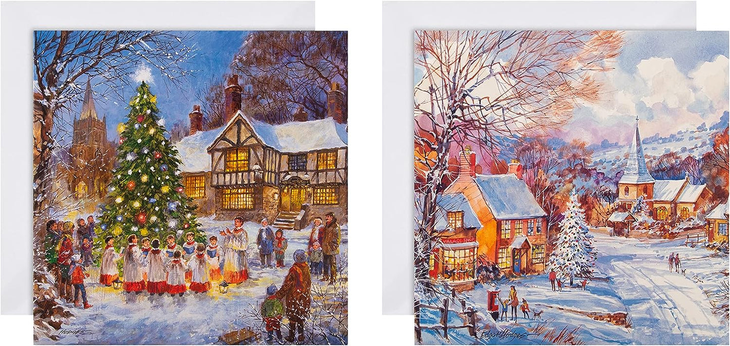 2 Festive Scene Designs Pack of 16 Charity Christmas Cards
