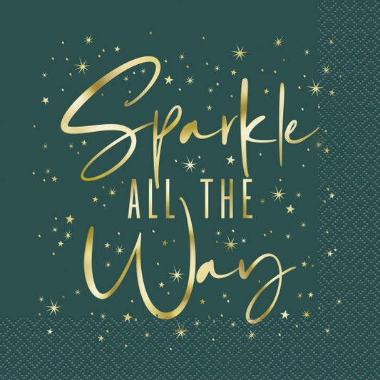 Pack of 20 Modern Christmas "Sparkle All the Way" Luncheon Napkins