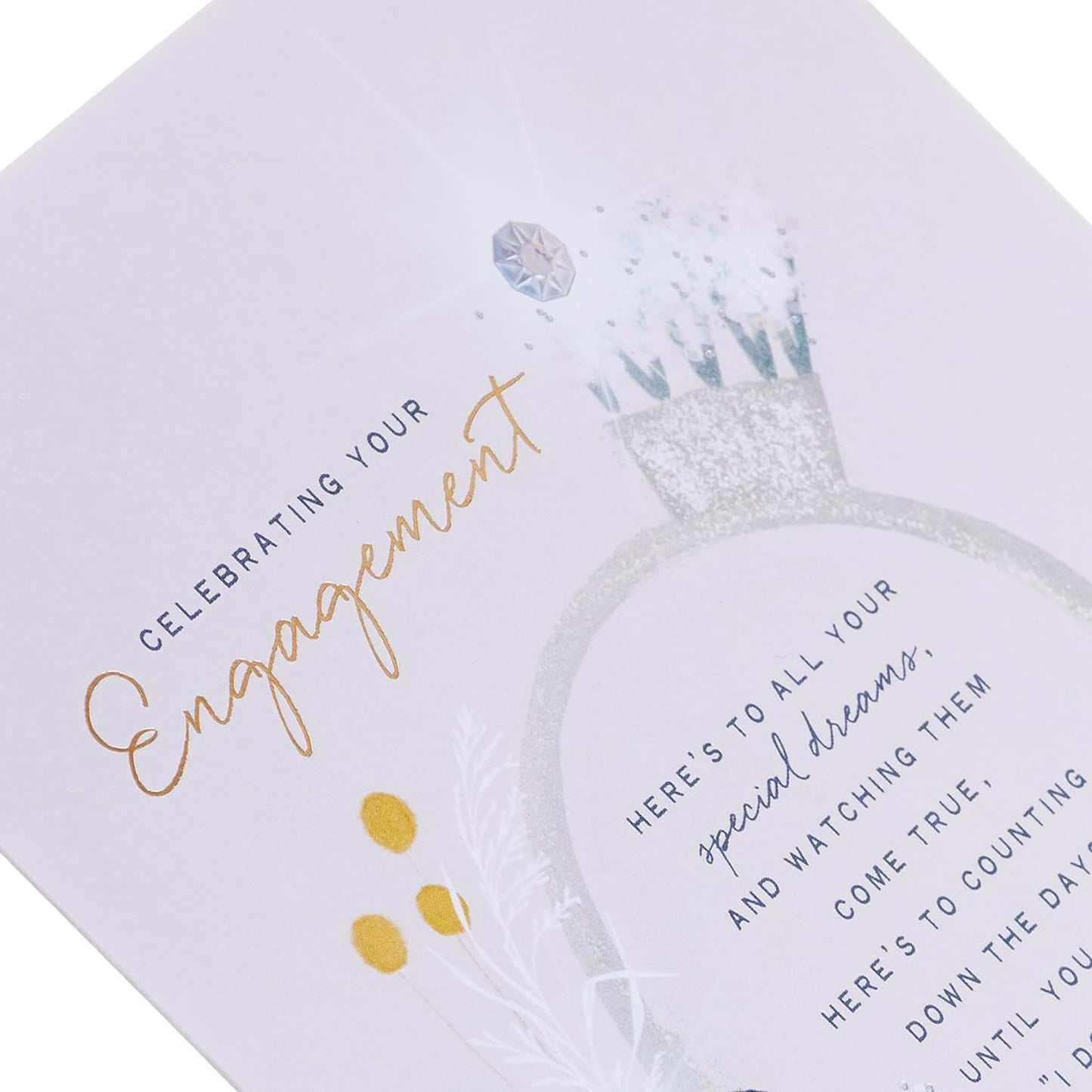 Contemporary Illustrated Embossed Floral Design Engagement Congratulations Card