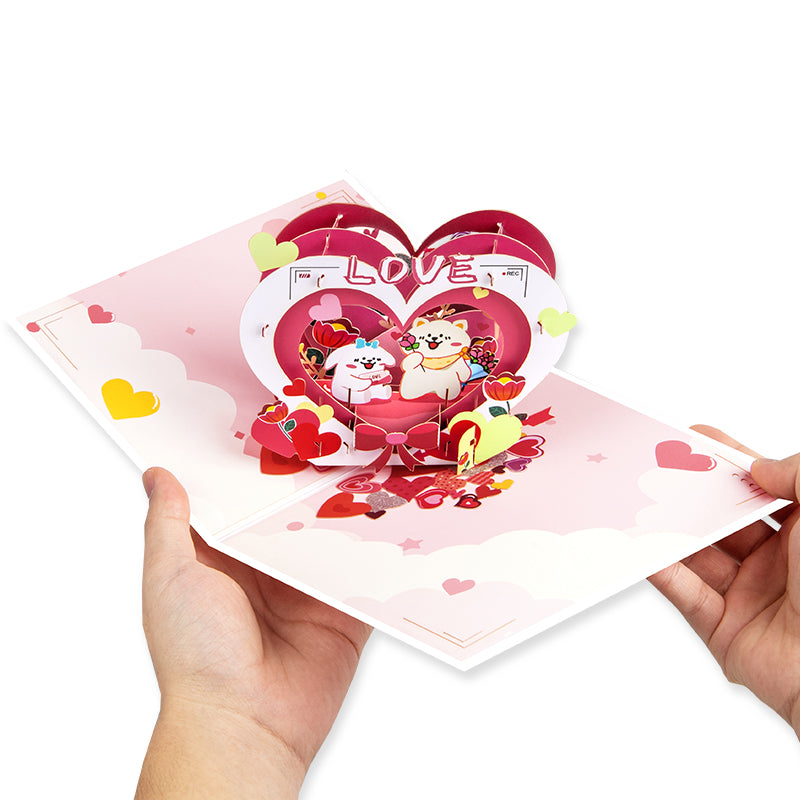 Cute Puppies & LOVE Theme Romantic 3D Pop Up Card