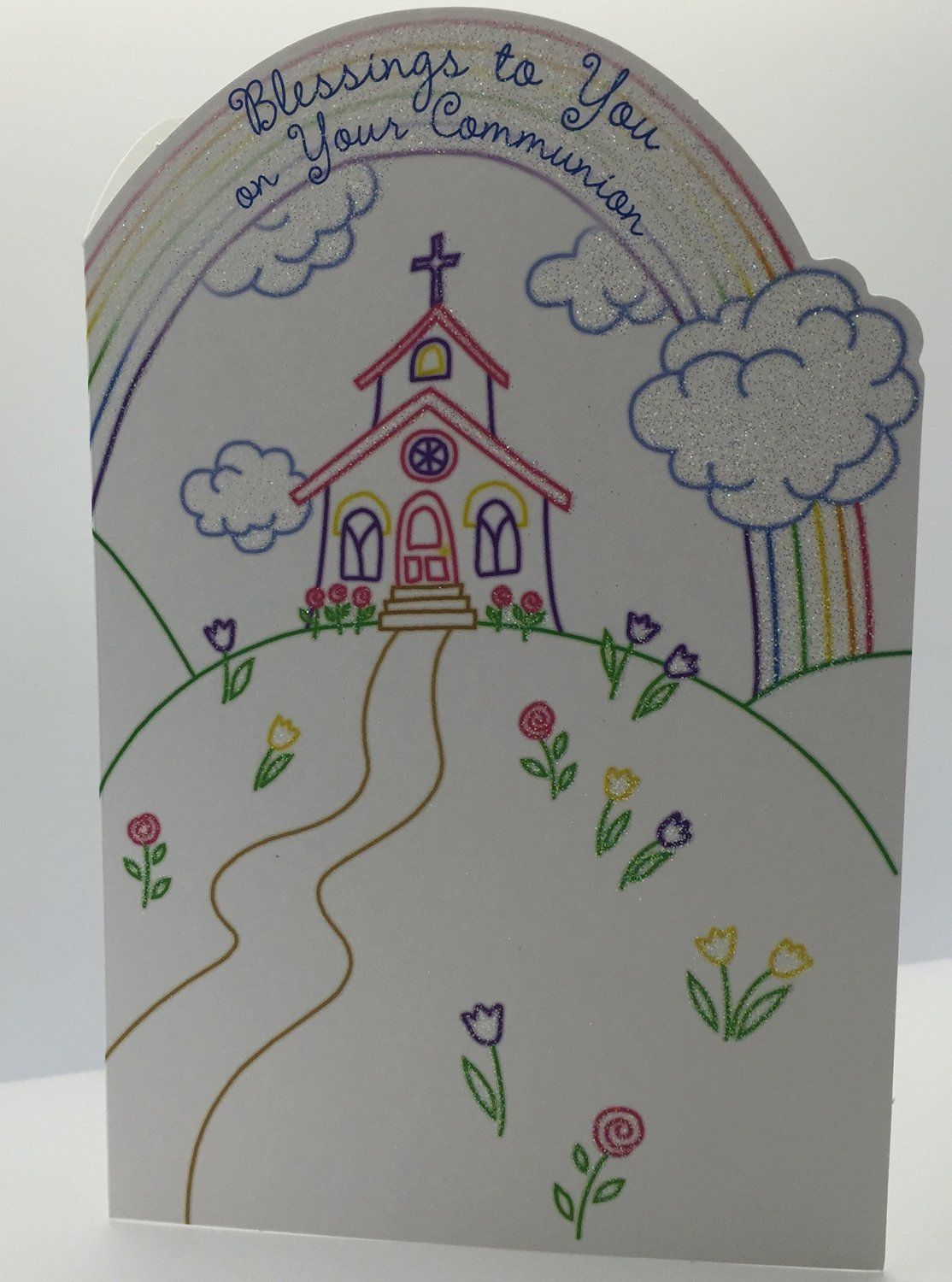 Blessing to you on your Communion Church & Ranibow Communion Greeting card 