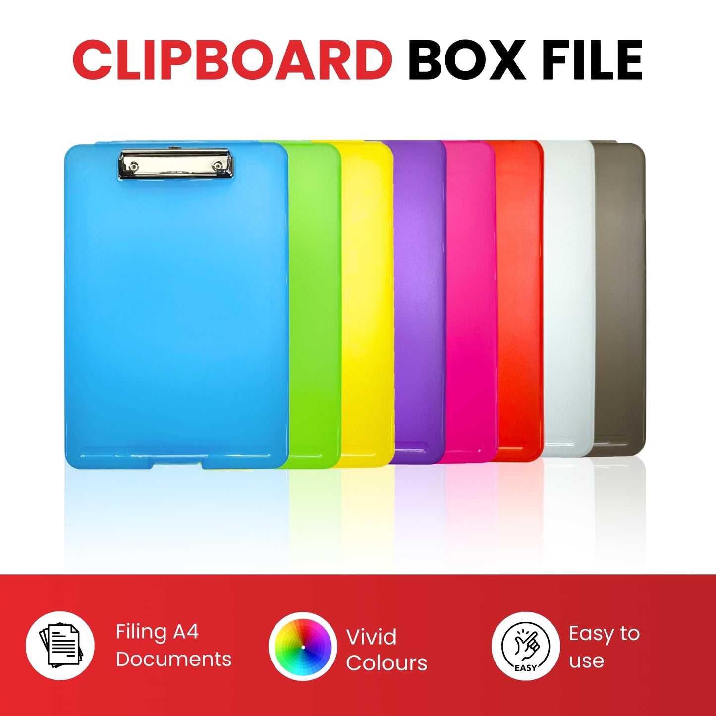 100 x A4 Blue Clipboard Box File - Storage Filing Clip Board Case