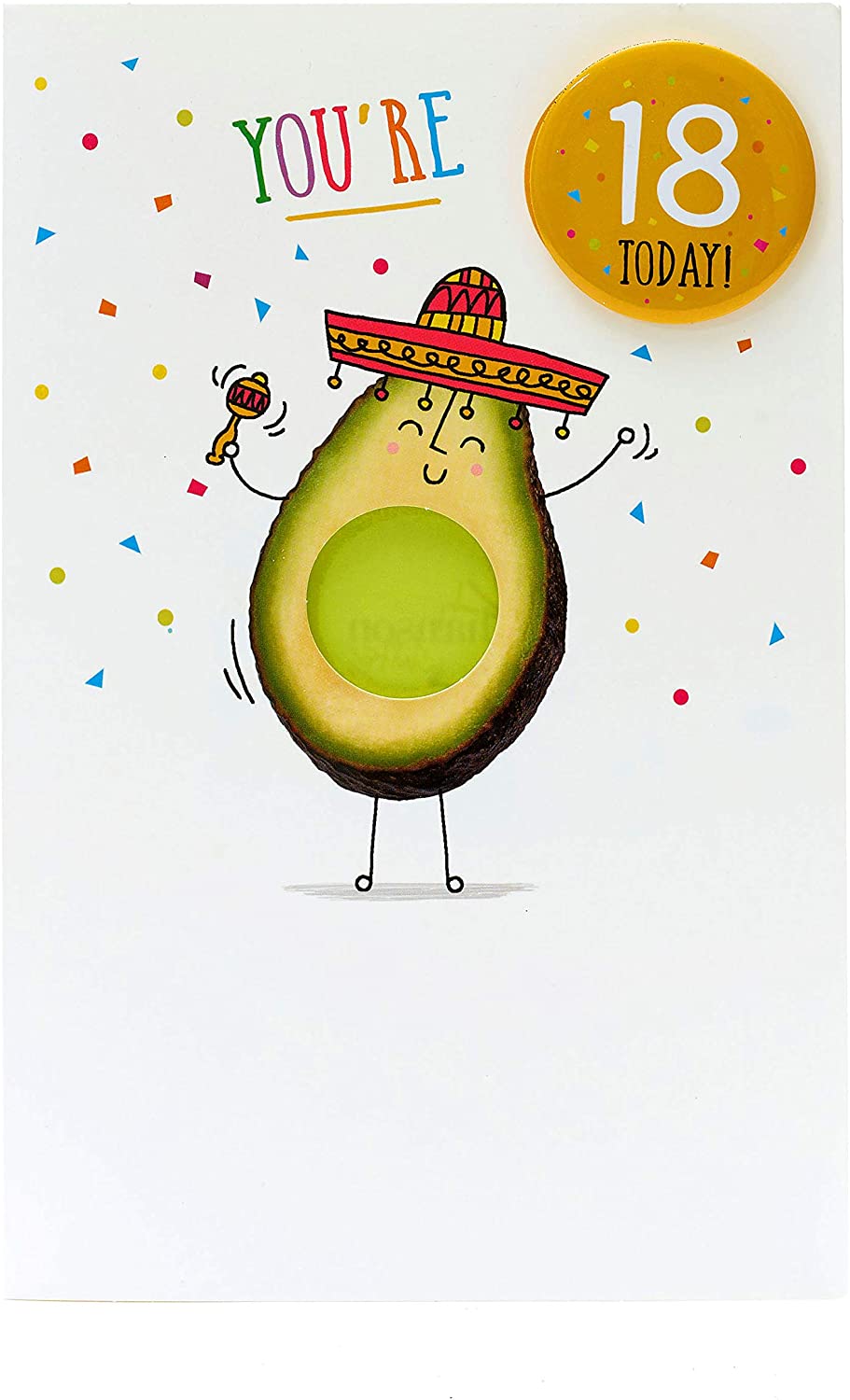 Funny 18th Avocado Design Birthday Card With Badge 