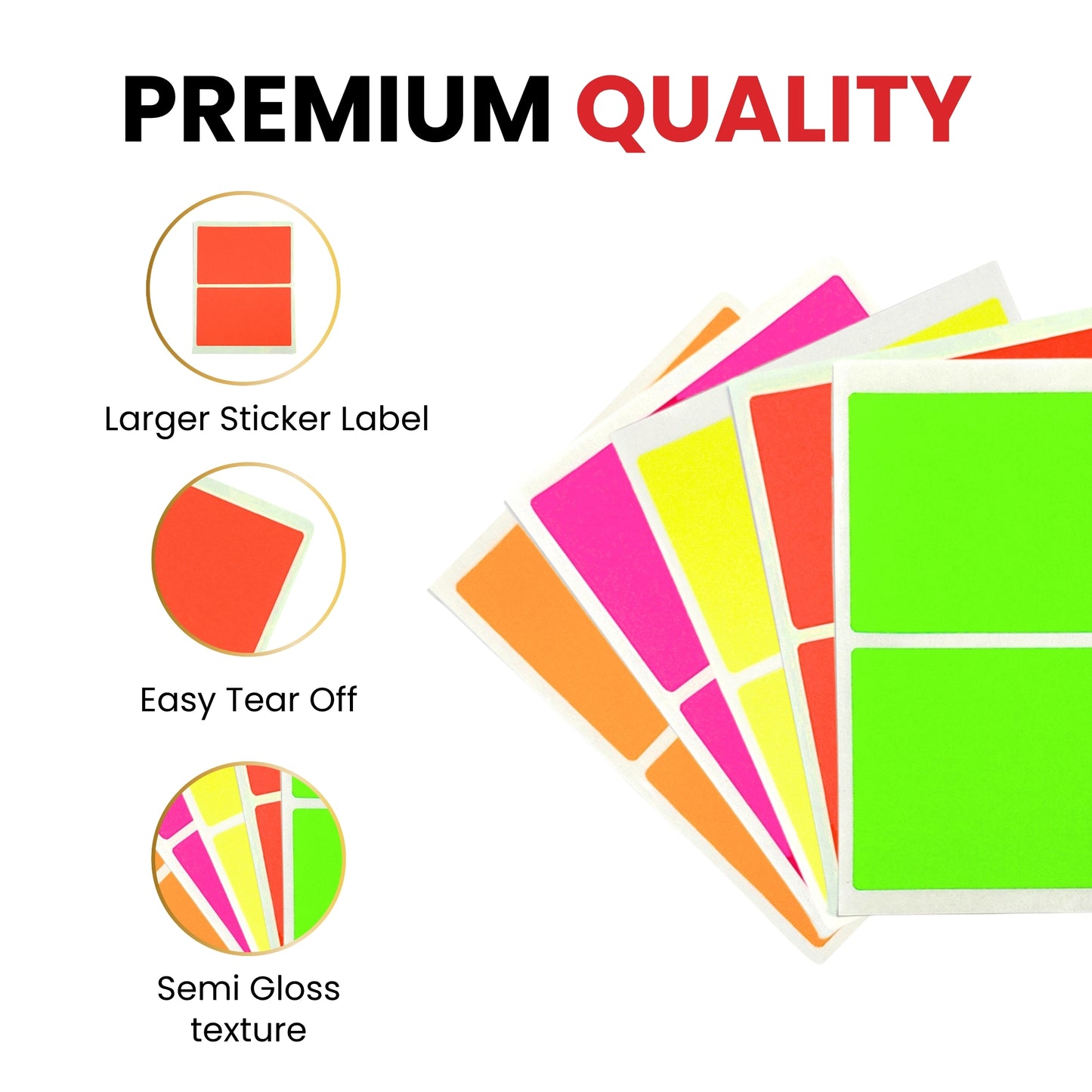 Pack of 48 Fluorescent Red 50x80mm Rectangular Labels