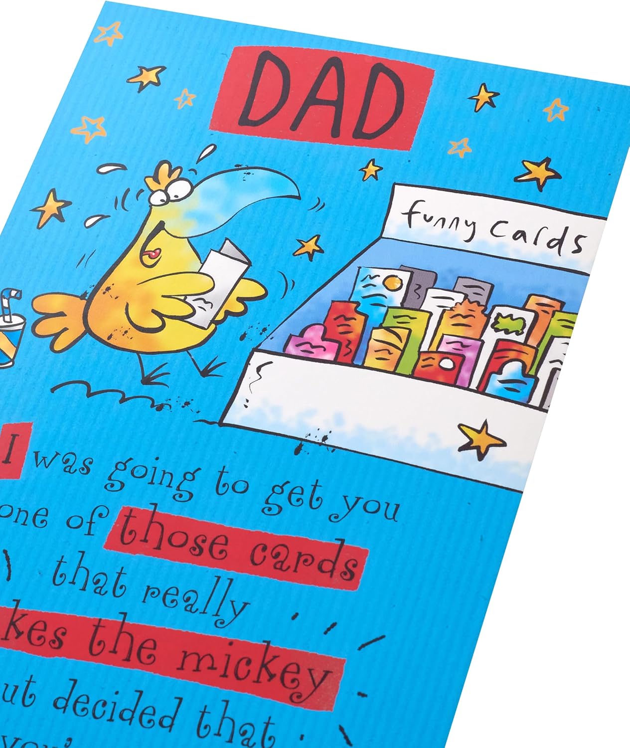 Yellow Bird Reading Funny Dad Birthday Card