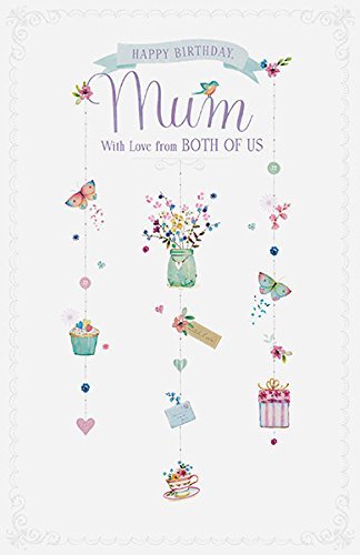 Mum From Both of Us Happy Birthday Glitter Greeting Card 