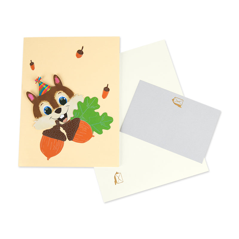 Charming Squirrel Nutty Celebration 3D Pop Up Greeting Card