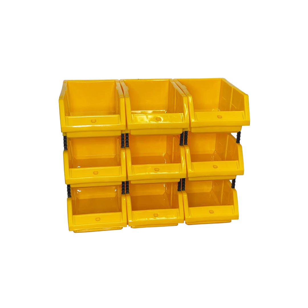 Stackable Yellow Storage Pick Bin with Riser Stands 325x210x130mm