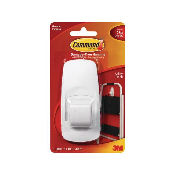 3M Command Adhesive Jumbo Hook With Command Strips 17004