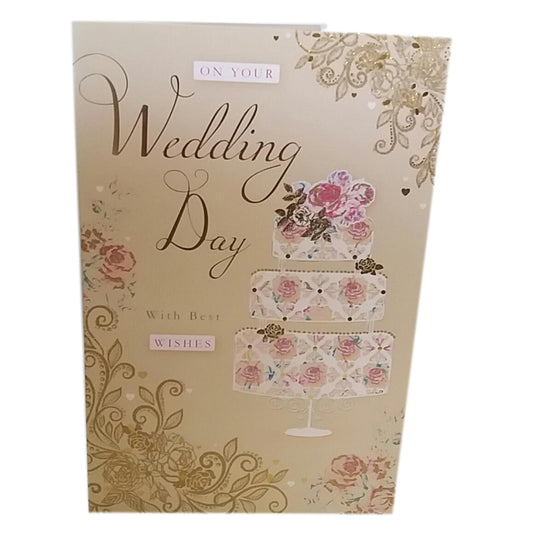 Best Wishes 3 Tier Cake Design Wedding Day Card
