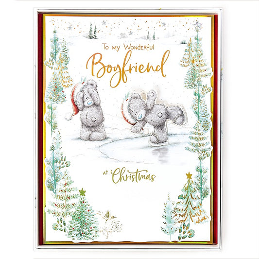 To My Wonderful Boyfriend Tatty Bears With Ice Skating Design Boxed Christmas Card
