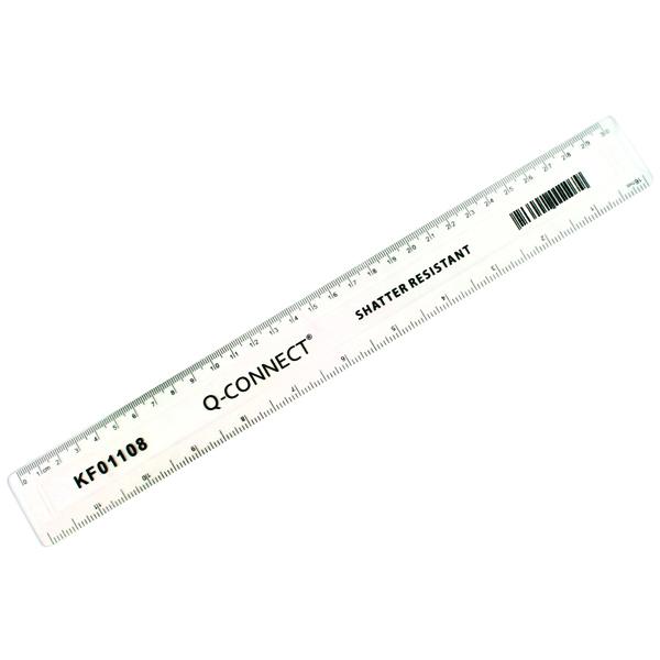 Q-Connect Ruler Shatterproof 300mm Clear