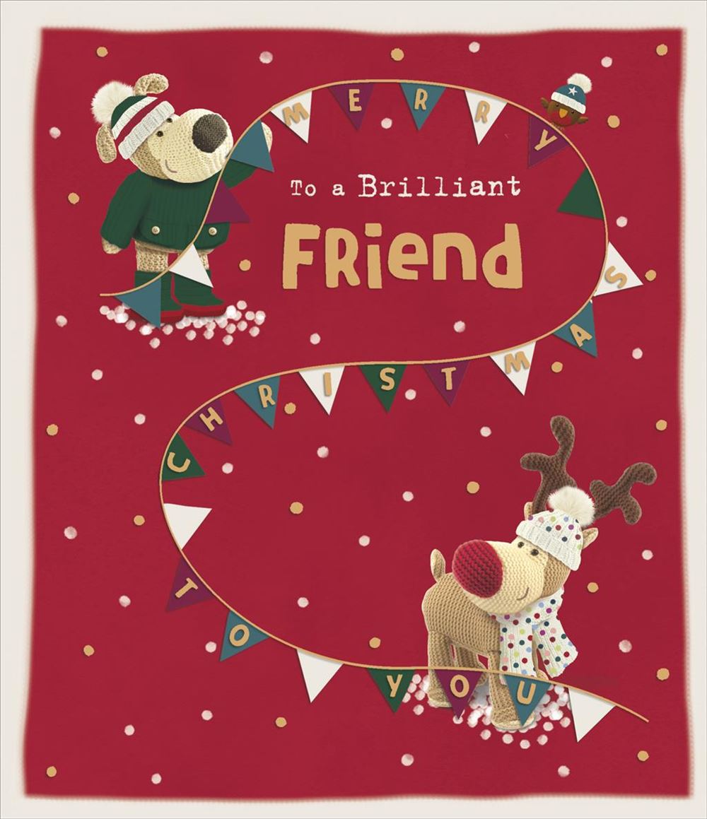 Boofles with Xmas Bunting Friend Christmas Card