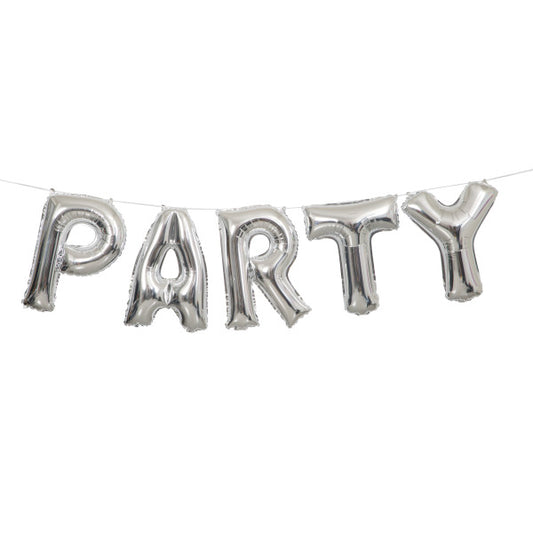 Silver Party Foil Letter Balloon Banner Kit, 14"