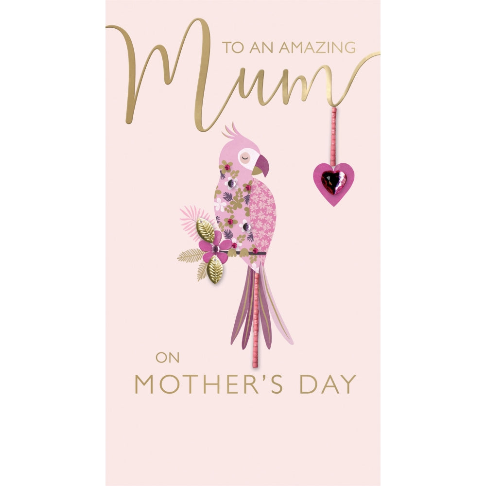 Amazing Mum Perched for Perfection! Hand-Finished Mother's Day Card