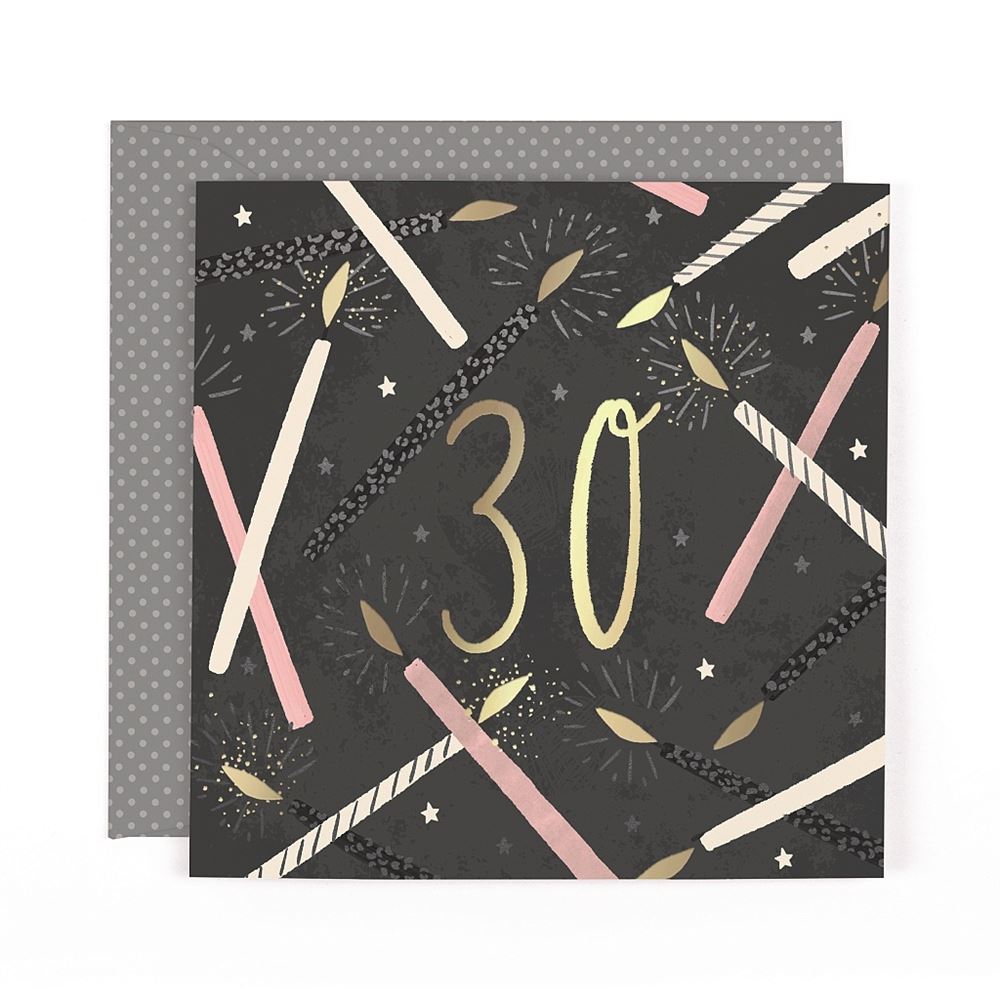 Candles Design Contemporary Luxury Foiled 30th Birthday Card
