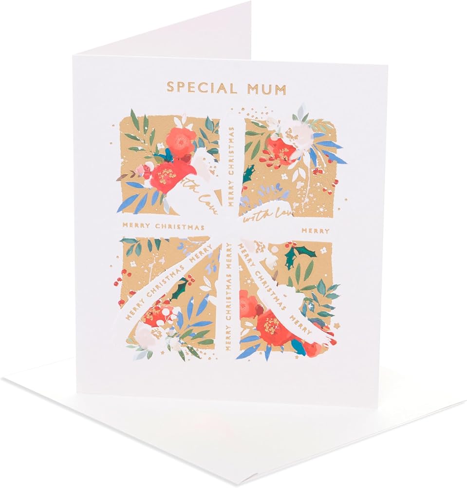 Present with Mixed Florals Special Mum Christmas Card