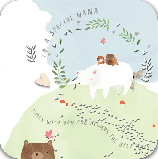 Birthday Card for Nana Cute Embossed Bear Design
