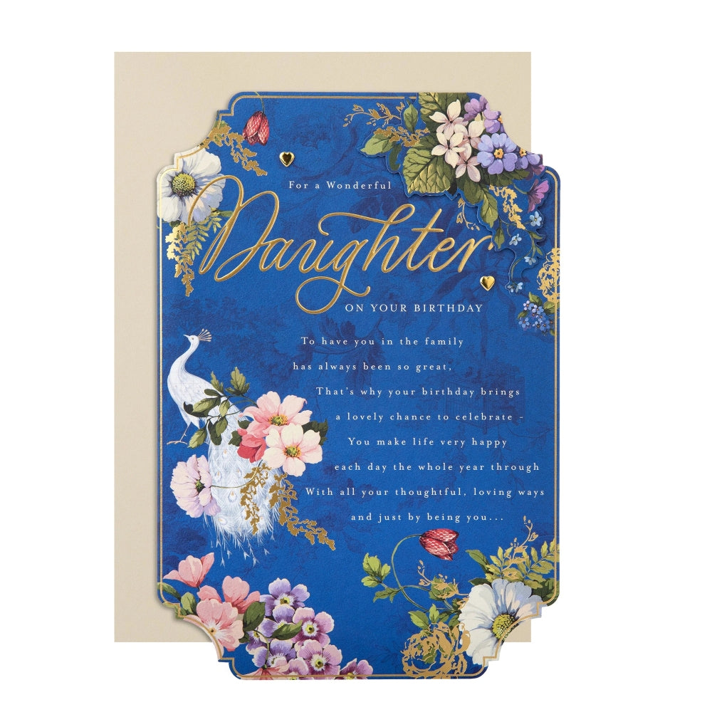 Blue Traditional Floral Design with Heartfelt Verse Daughter Birthday Card