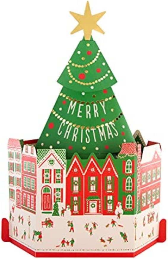 Town Square Tree Design Pop Up 3D Christmas Card