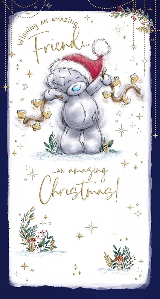 Bear And Bells For Amazing Friend Christmas Card