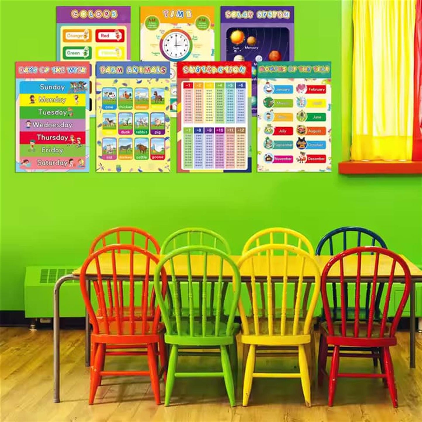 Pack of 16 Educational Posters for Kids Preschool Education