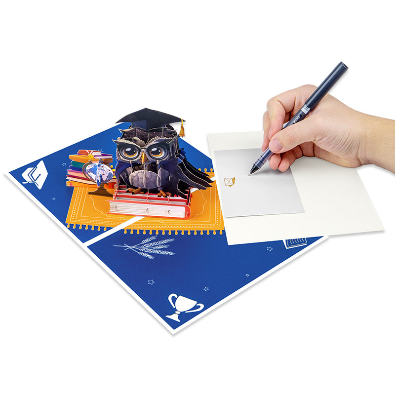 Owl Celebration Scene 3D Pop Up Graduation Congratulations Card