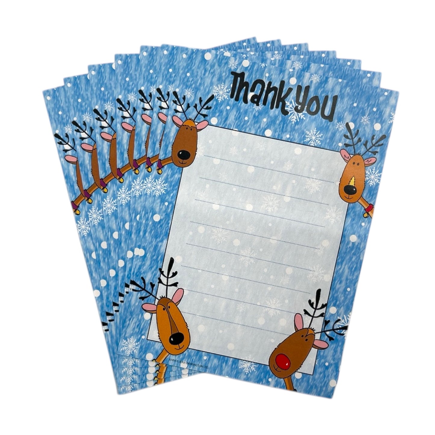 Pack of 20 Christmas Snow Reindeer Thank You Sheets With Envelopes