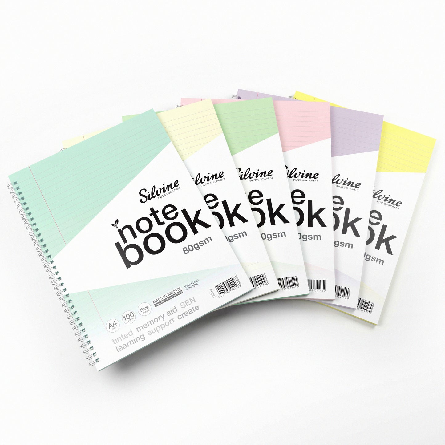 A4+ 100 Pages Twin Wire SEN Lilac Paper Dyslexia Notebook - Lined with Margin