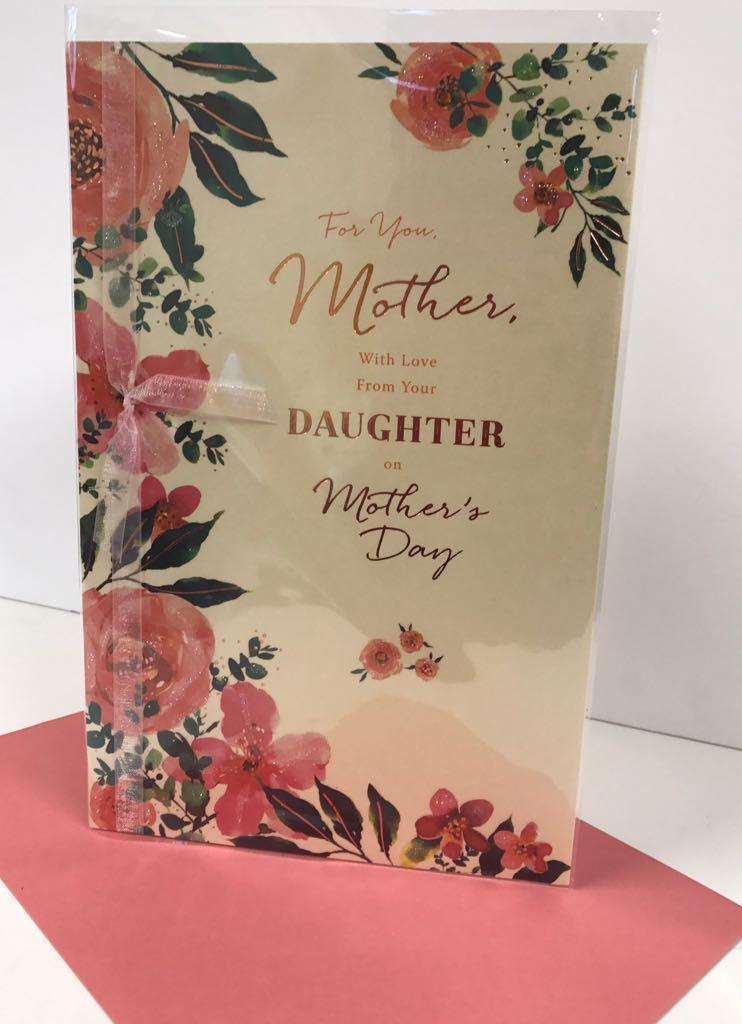 Glitter Roses Mother's Day From Your Daughter Handmade Traditional Card