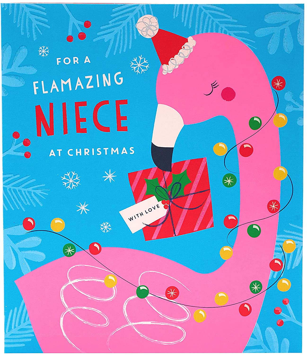 Niece Christmas Card Fun Flamingo Design