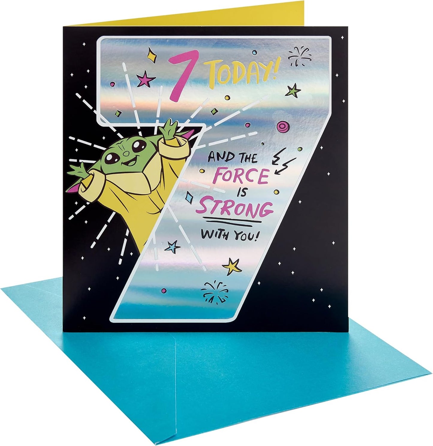 Star Wars Grogu Design 7th Birthday Card