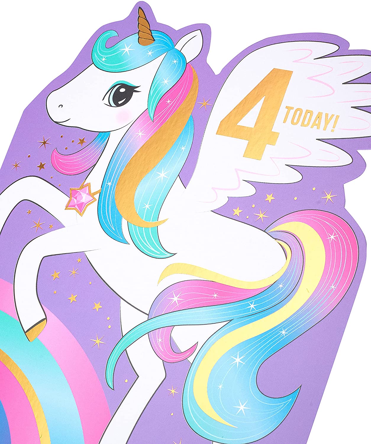 4 Year Old Girl Unicorn Birthday Card 4th For Her
