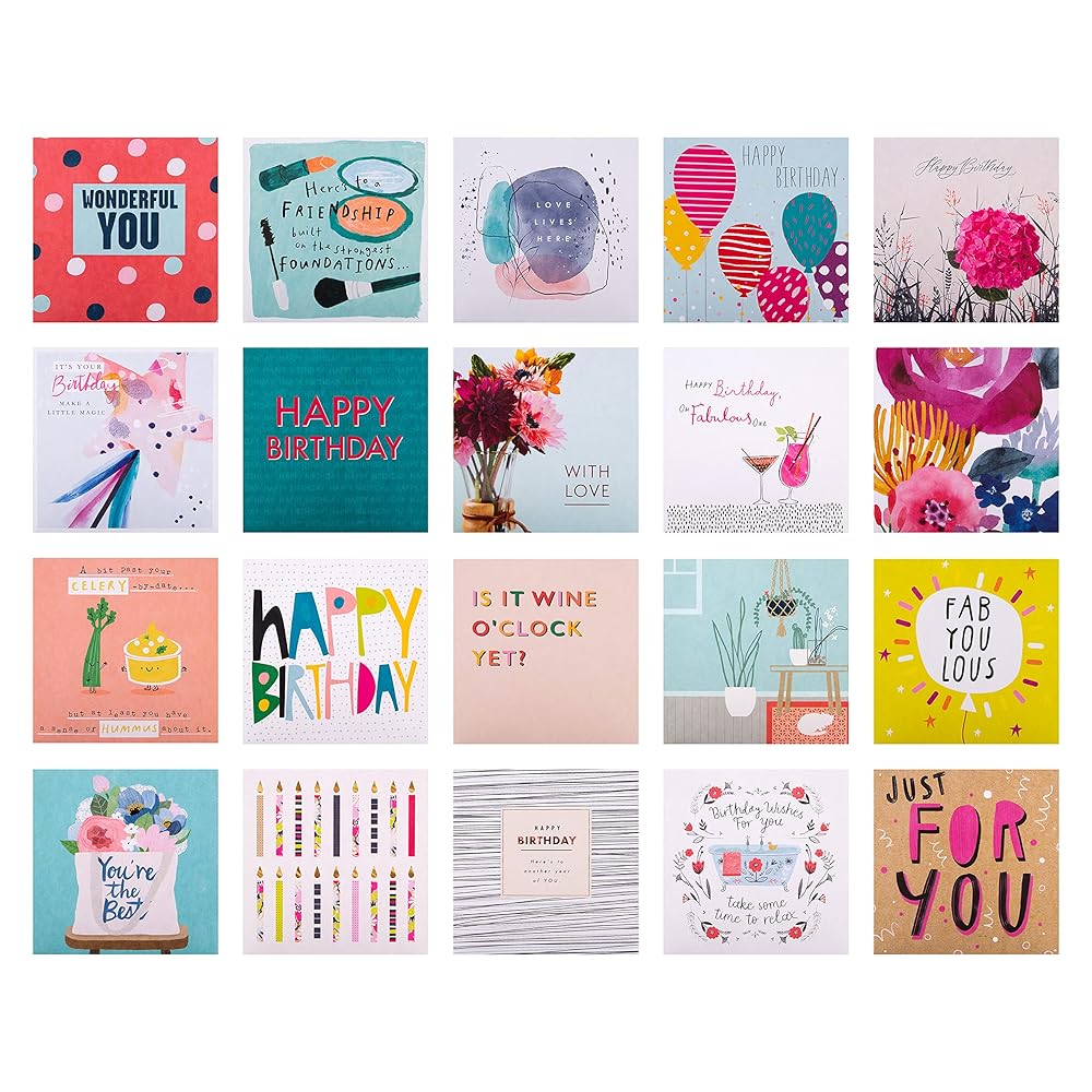 Contemporary Designs Multipack of 20 in 20 Designs Birthday and Blank Cards