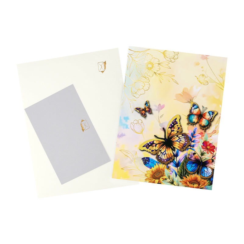 Wings of Sunshine Floral Butterfly 3D Pop Up Greeting Card - Birthday Mother Anniversary Valentine's Day