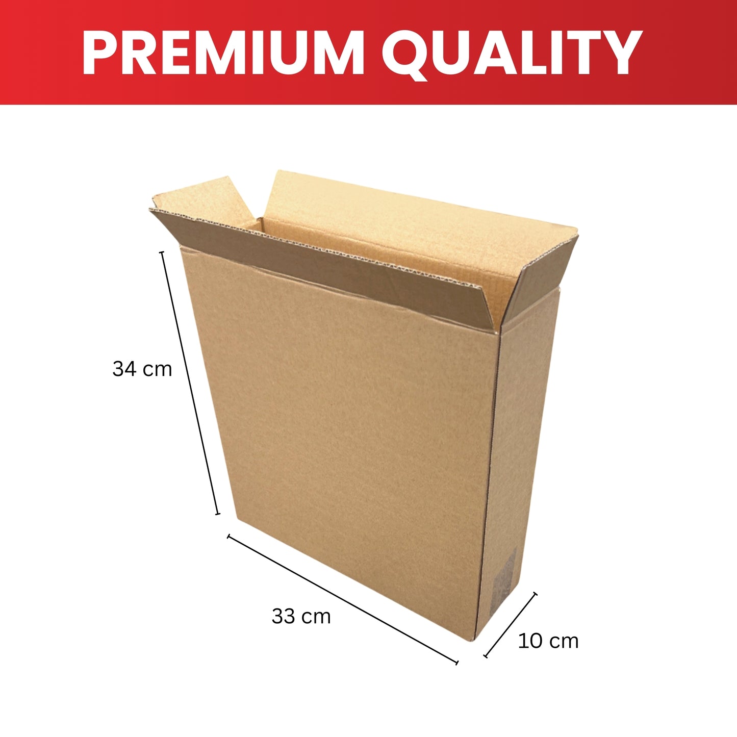 Pack of 200 Cardboard Packing Boxes 33x10x34cm — 3mm Corrugated Flute