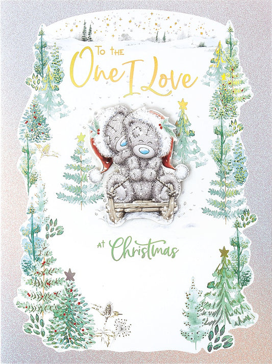 To The One I Love Tatty Teddies On Sledge Design Christmas Card